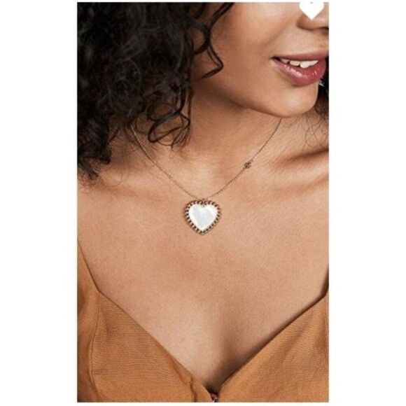 NEW! Tory Burch Gold 'Mother of Pearl' Heart Necklace - Picture 3 of 8